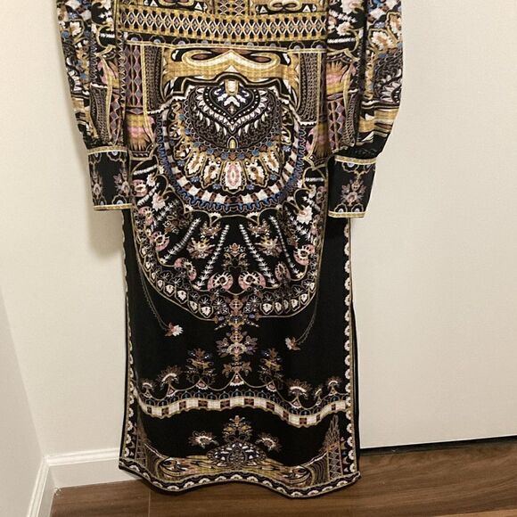 Dynasty V-Neck Maxi Dress with Long Balloon Sleeve & Side Slits. Size XS. - Picture 3 of 10